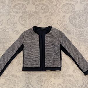 Ann Taylor Navy and Gray Textured Blazer